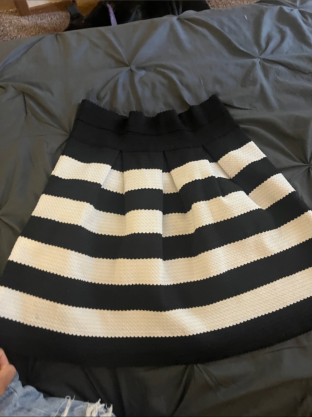 Ann Taylor Black & White Striped Skater Skirt